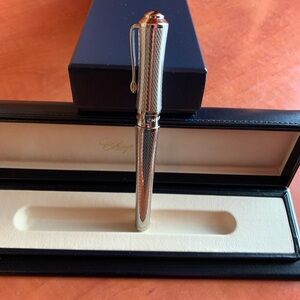 Chopard Silver Guilloché Fountain Pen with Polished Clip